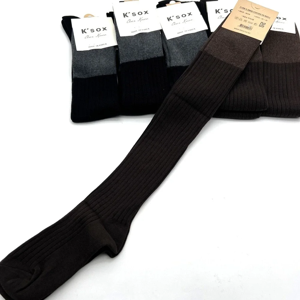 Lot of 7 Korea K'sox Over Knee High Socks Ribbed Warm Cozy Style Women Girls‎